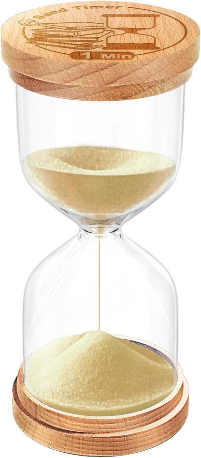 CNCJ Wooden Hourglass Sand Timer, 3 Minute Blue Sand Watch Reloj De Arena for Desk Decor Kitchen Classroom Office Study Home Decoration