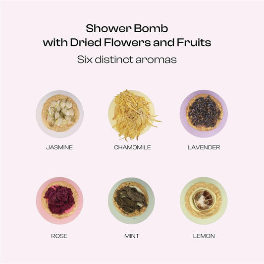 Bath Bombs Gift Set for Women, 6 Large with Real Flowers & Essential Oils