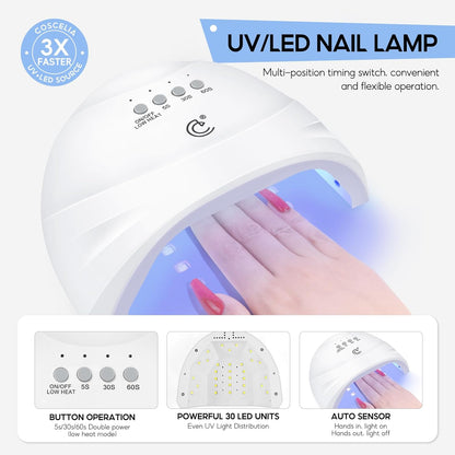 COSCELIA 53pcs Gel Nail Polish Kit with U V light and Drill Starter Kit 35 Colors Gel Nail Polish with 5pcs Top Base Coat Nail Art Professional Gel Manicure Kits Gifts for Women Teens Girls