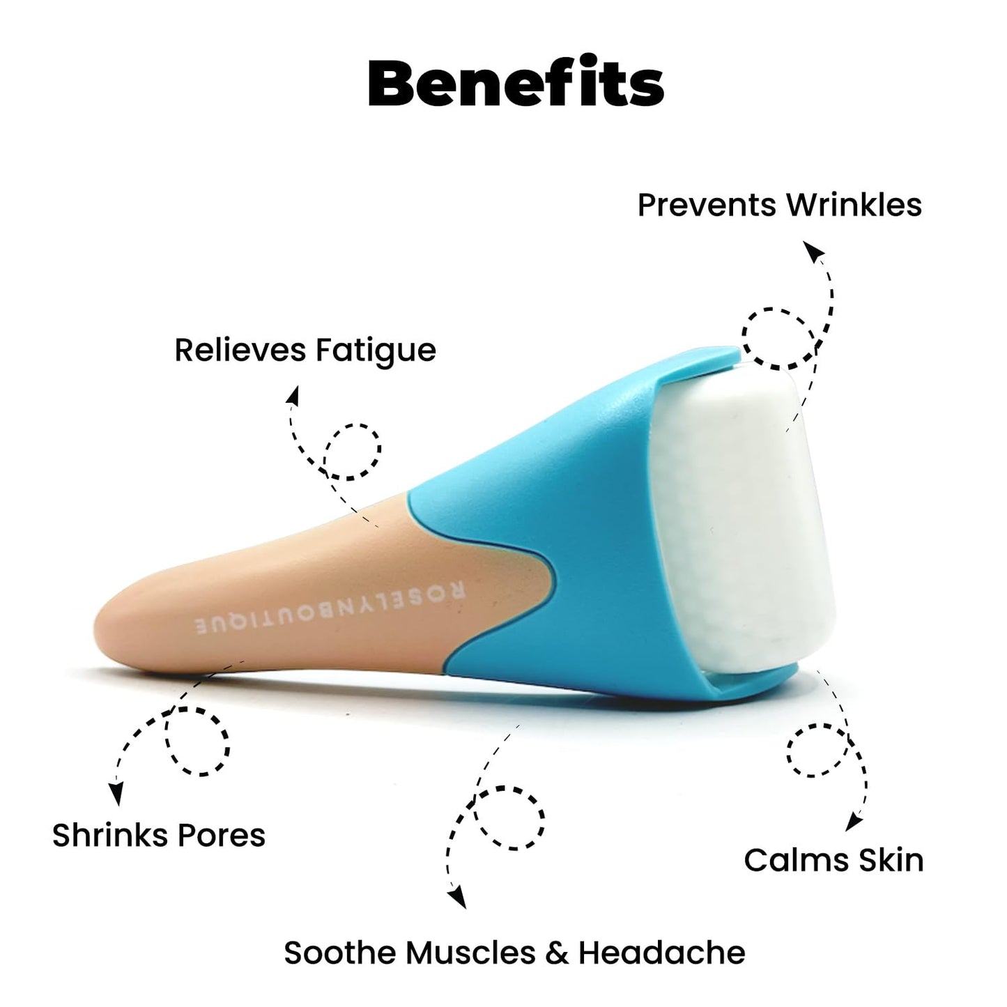 ROSELYNBOUTIQUE Ice Roller for Face & Gua Sha Facial Tools - Wrinkles Fine Lines Puffiness Massager Facial Skin Care Guasha Tools Self Care Gifts for Men Women (Pink)