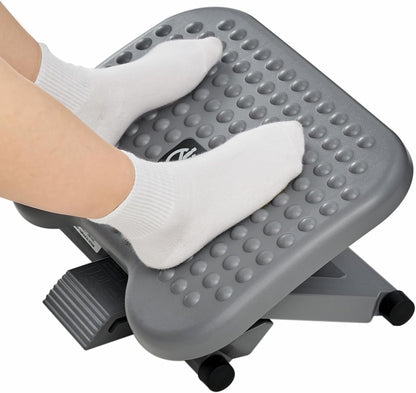 HUANUO Adjustable Desk Footrest, Foot Rest for Under Desk at Work with Massage, Adjustable Foot Stool with 3 Height Position & 30 Degree Tilt Angle Adjustment for Home, Office, White
