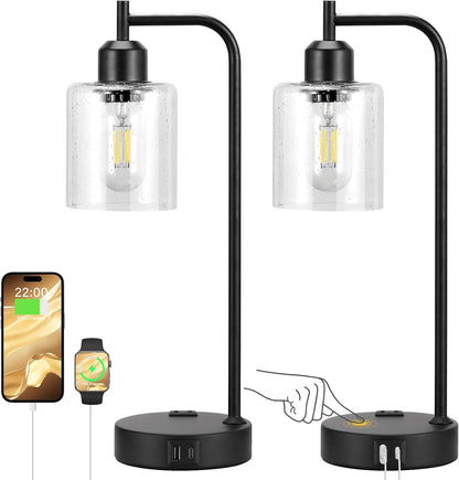 Industrial Touch Lamps for Nightstand Set of 2, 3-Way Dimmable Bedside Lamp
