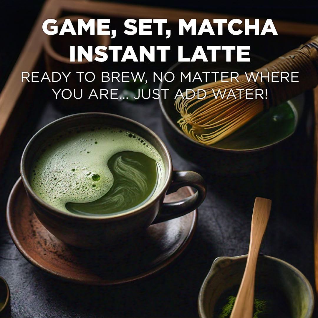 Maud's Instant Matcha Latte Mix, Flavored Drink Mix 10 Servings, 100% Gourmet Blended Tea Leaves, Hot Or Iced Matcha Latte - Just Add Water