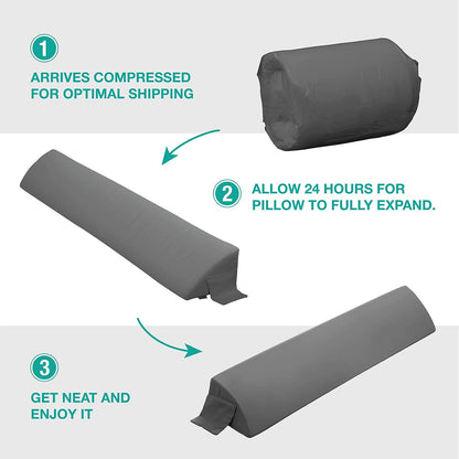 Vekkia 34" Extra-Long Wedge Pillow, 5.5" Bed Wedge Pillow for Sleeping,Gray