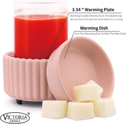 VICTORIA AROMA Ceramic Wax Melt Warmer 3-in-1 Candle Wax Warmer for Scented Wax Melter Electric Fragrance Wax Burner for Home Office Bedroom Gift & Decor…