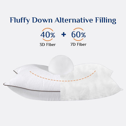 JOLLYVOGUE Pillows Standard Size Set of 2, Cooling and Firm Pillows with Oeko-Tex Certified Down Alternative Filling for Side, Back, and Stomach Sleepers, Hotel Collection