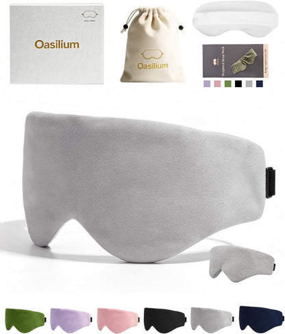 Lyocell Weighted Sleep Eye Mask for Women Men, 5.3oz & 7oz, Cooling, Removable Washable Weighted Bag, Light Blocking Eye Cover, Soft Eye Shade for Travel Essentials, Office Naps, Gift,Purple