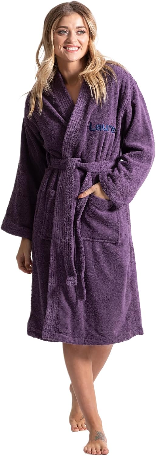 Turkuoise Soft & Absorbent Towel Robe, 100% Cotton Turkish Terry Cloth Kimono Bathrobes for Women