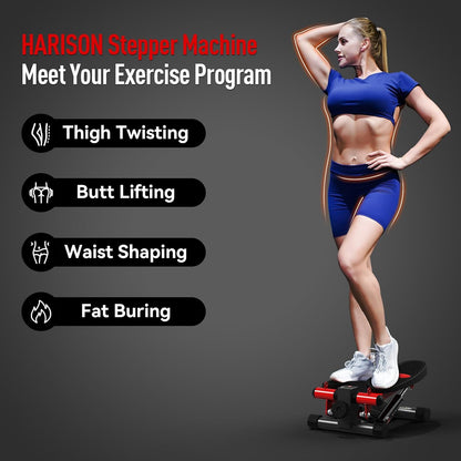 HARISON Mini Steppers for Exercise, Stair Stepper with LCD Monitor 330LBS Capacity, Portable Under Desk Stepper for Home Workout