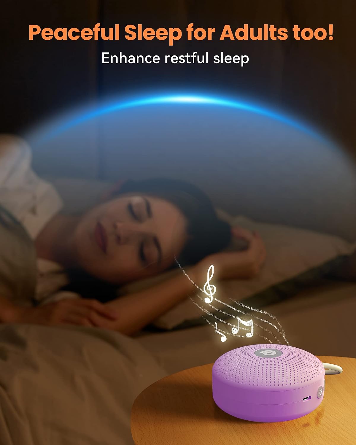 Dreamegg Portable Noise Machine for Baby Adult, Features Powerful Battery, 21 Soothing Sound, Noise Canceling for Office & Sleeping, Sound Therapy for Home, Travel, Registry Gift, Classic White