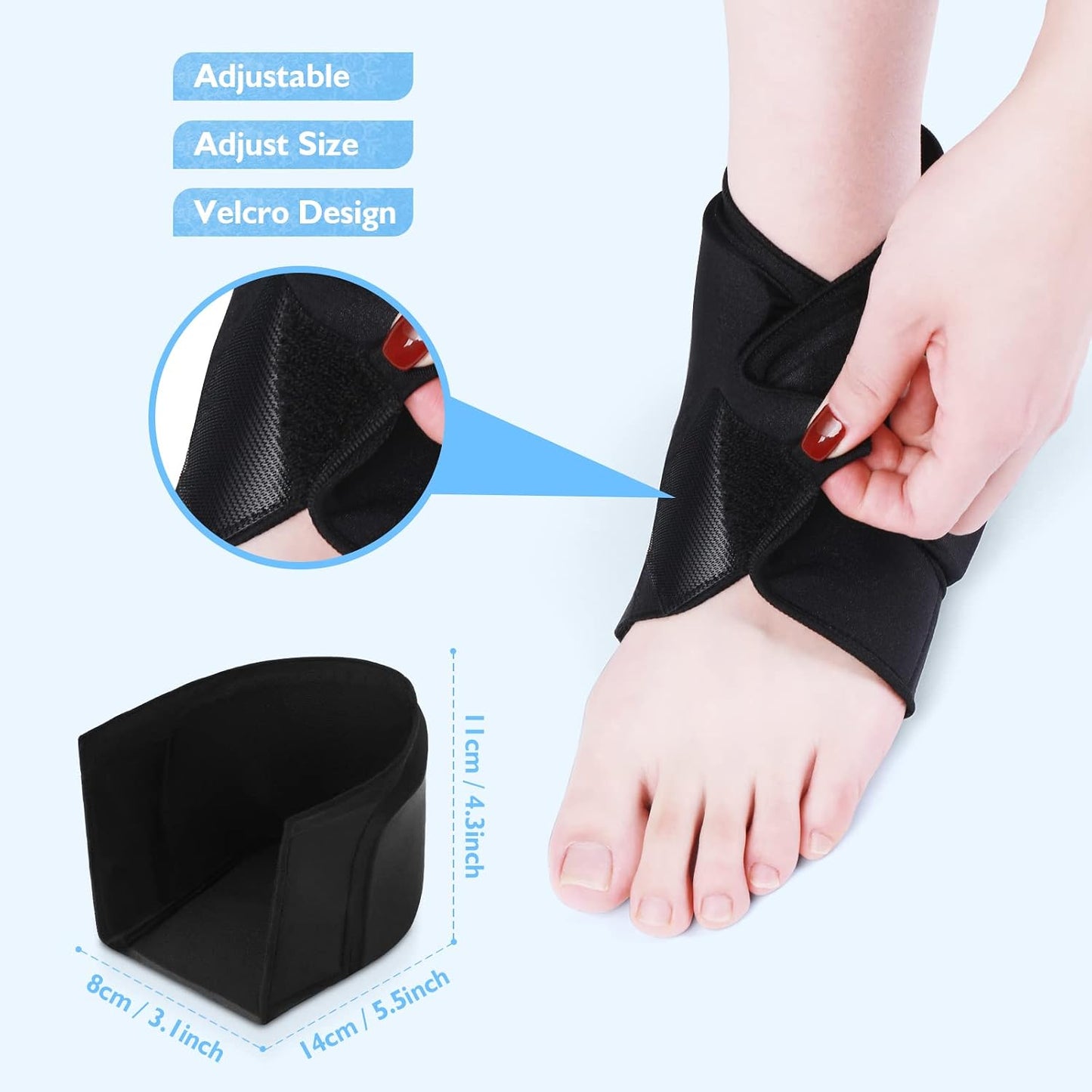 Helthrelife Heel Ice Pack for Pain Relief, Reusable Gel Ankle Ice Pack Wrap Hot&Cold Therapy for Heel Pain, Plantar Fasciitis, Achilles Tendinitis, Dry Cracked Heels, Sprain, Sports Injuries