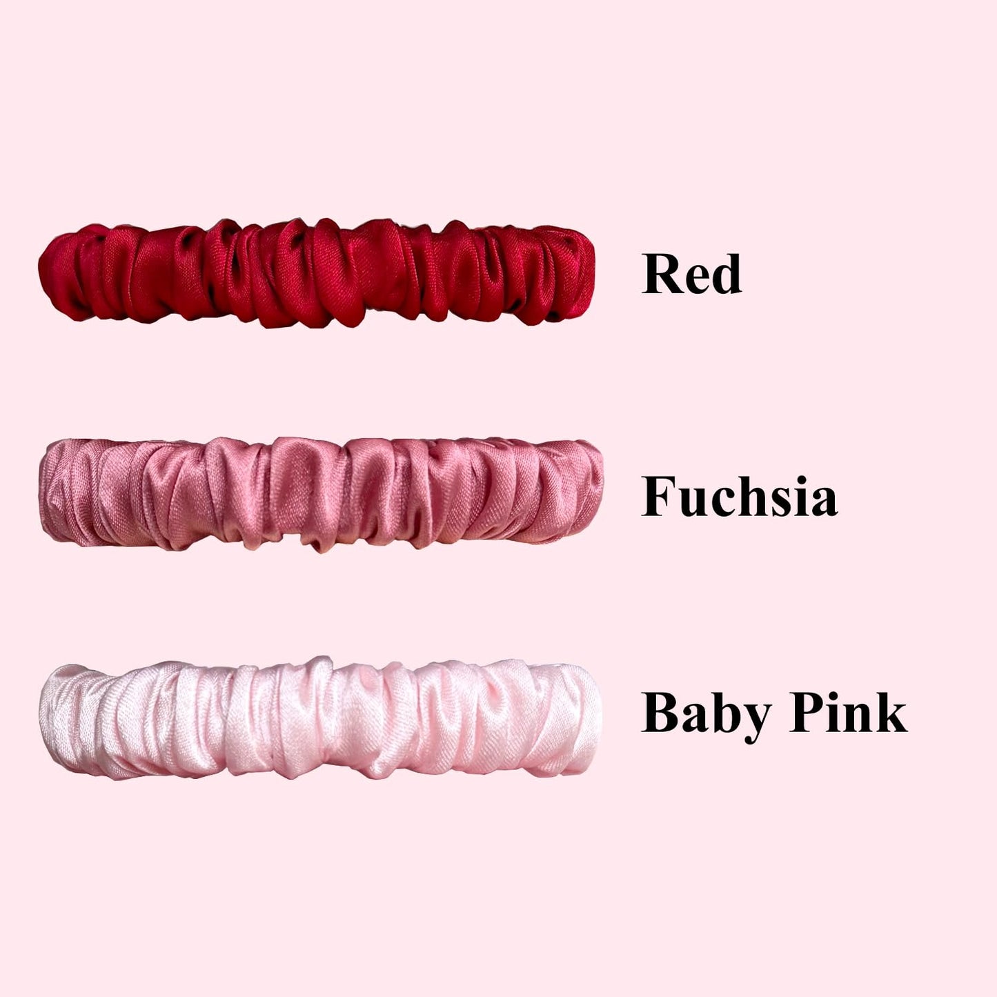 VLOMOT 3 Pcs Set 100% Pure Mulberry Silk Hair Scrunchies Hair Ties with 3 Chic Colors Everyday Skinny Scrunchies Silk Ponytail Holders Hair Care No Damage (Blue)