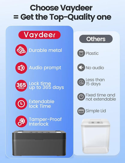 Vaydeer Metal Time Lock Box, Phone Lock Box with Timer for Focus & Wellness