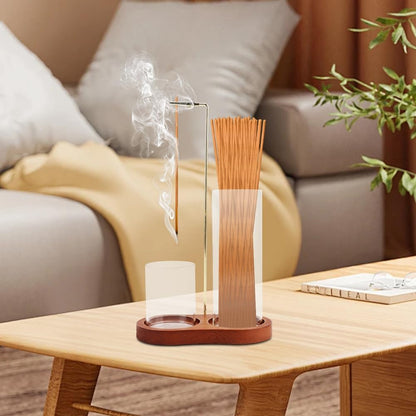 2 in 1 Glass Incense Holder, Incense Sticks Burner Holder with Storage
