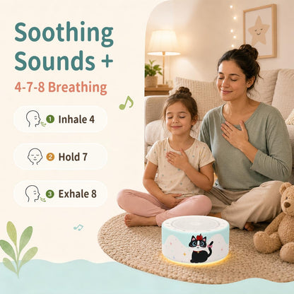 Kipcush White Noise Machine for Baby & Adults, 30 Soothing Sounds, Soft Non-Glare Nursery Lamp, 8 Color Night Lights, Memory Function (Angel V1 White, Standard)