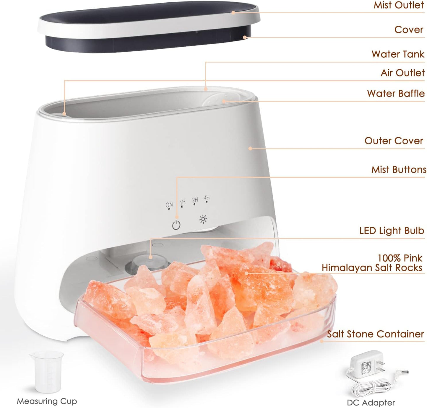 SALKING 2-in-1 Ultrasonic Essential Oil Diffuser & Himalayan Salt Lamp, Aromatherapy Diffuser Cool Mist Humidifier with 3 Brightness, Salt Therapy Lamp, 100% Pure Himalayan Salt Rock, 150ml (Marble)