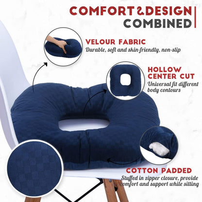 Stuffed Donut Pillow Seat Cushion | for Tailbone and Coccyx Pain, Hemorrhoids, Bed Sores, Pregnancy, Prostate, Surgery Recovery, Sitting Pressure Relief, for Home, Office and Car (Grey)