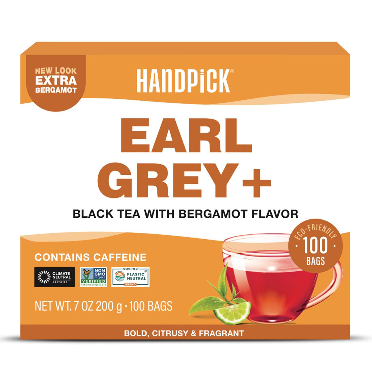 HANDPICK Earl Grey Black Teabags (100 Count)Flavored with Citrus & Bergamot