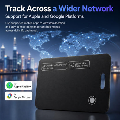 Luxford Finder Card Android Wallet Tracker Card Rechargeable Wireless Charging IP68 Waterproof Ultra Slim Locator for Apple Find My and for Google Find Hub Wallet Passport Luggage Backpack