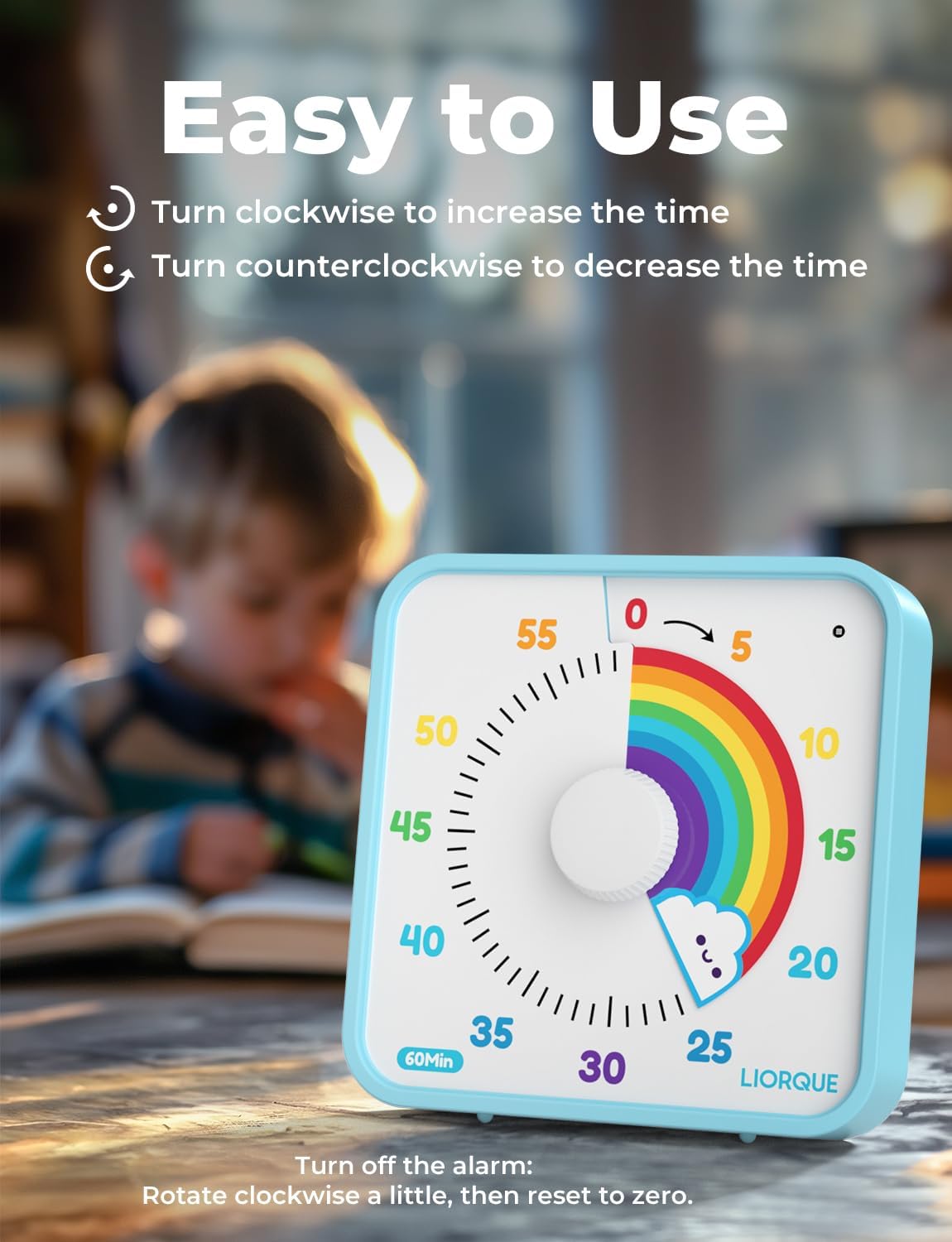 LIORQUE 7.5-Inch Large Visual Timer, 60-Minute Classroom Timer Magnetic