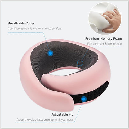 Travel Pillow, Memory Foam Neck Pillow with Ergonomic 360° Support, Travel Neck Pillow for Airplanes, Compact Design for Plane, Car & Office Travel Essentials, Max Black