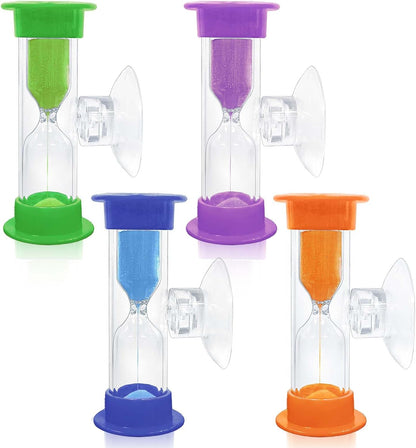 Hourglass Sand Timer 5 Minute with Suction Cup - Set of 2 Small, Unbreakable Sand Watch 5 Min Sucker, Small Blue Sand Clock 5 Minute, Plastic Hour Glass Sandglass Timer for Kids, Games, Classroom