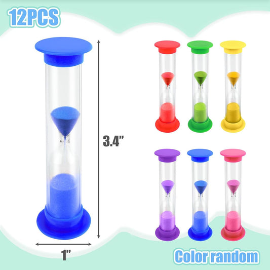 Shindel 2 Minute Sand Timer, 12PCS Hourglass Timers for Brushing Teeth, Teachers Classroom, Game and Productivity Tool