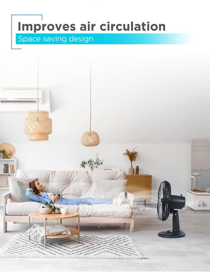 BLACK+DECKER 4" Convertible Cooling Fan, 3-Speed, Type-C USB, 2-Pack, Black