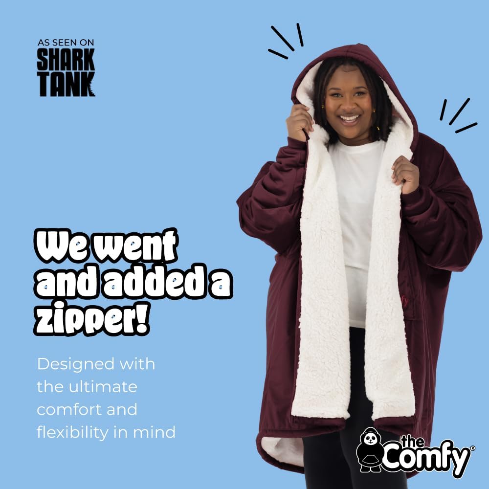 THE COMFY Original | From Shark Tank | Patented | Oversized Sherpa Wearable Blanket Hoodie| Gift for Women & Men | One Size