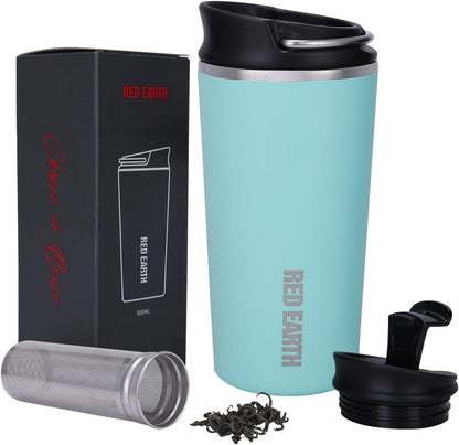 GiNT 17oz Travel Tea Mug with Infuser, 2 Lids. Vacuum Insulated 316 Stainless Steel Coffee Mug. Dishwasher Safe Tea Cup with Strainer for Hot & Cold Brew Coffee. Mothers Day Gifts for Mom (Green)