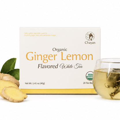 Chayan Organic White Tea Bags, Ginger with Natural Lemon Flavor,20 Count