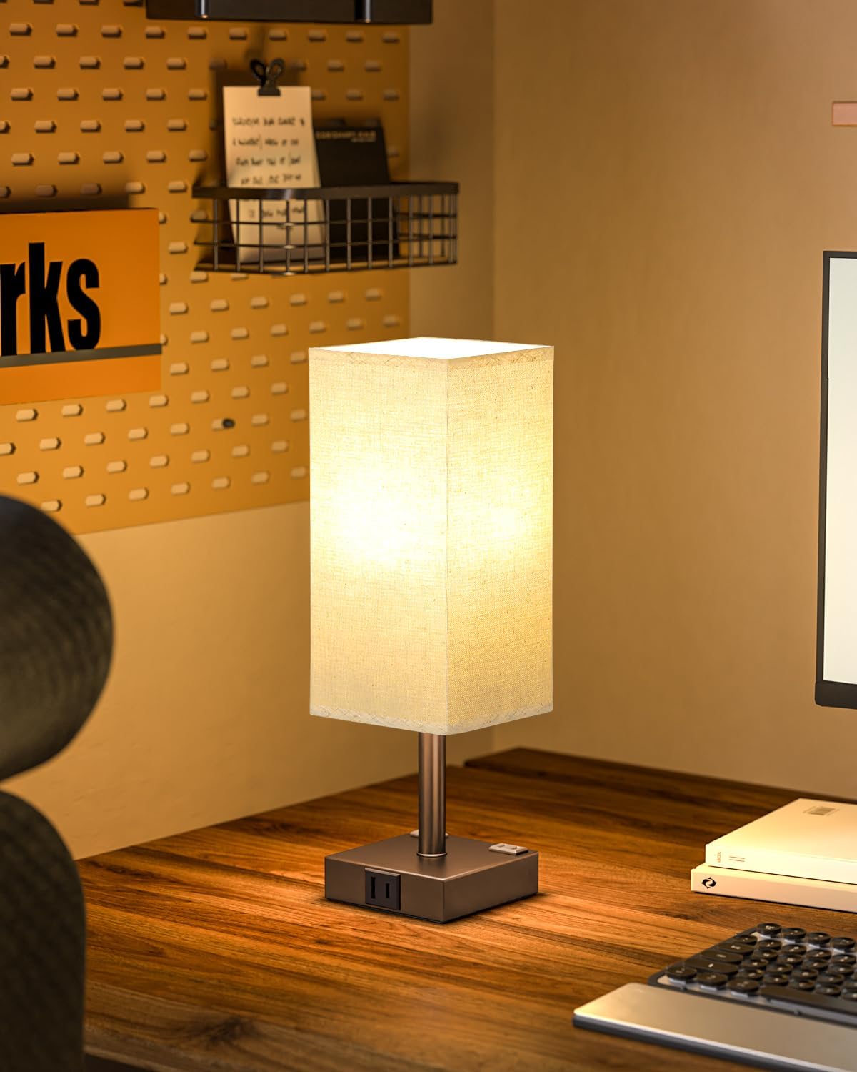 Touch Bedside Table Lamp for Bedroom - Dimmable, USB C+A, 2 AC Outlets