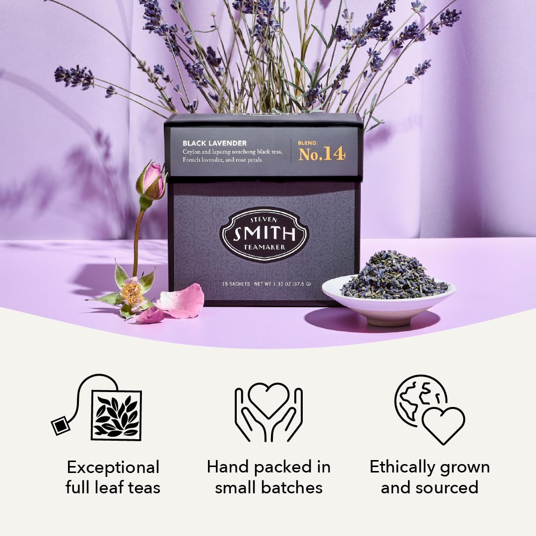 Steven Smith Teamaker, Black Lavender, Lady Grey, 15 Sachets, 1.32oz each