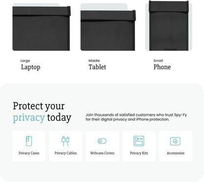 Faraday Bag for Phones - Signal Blocking Pouch 8.6 inch | Blocking LTE, Bluetooth, WiFi, RFID | Anti-Tracking & Hacking Protection for Smartphones & iPhones | Black