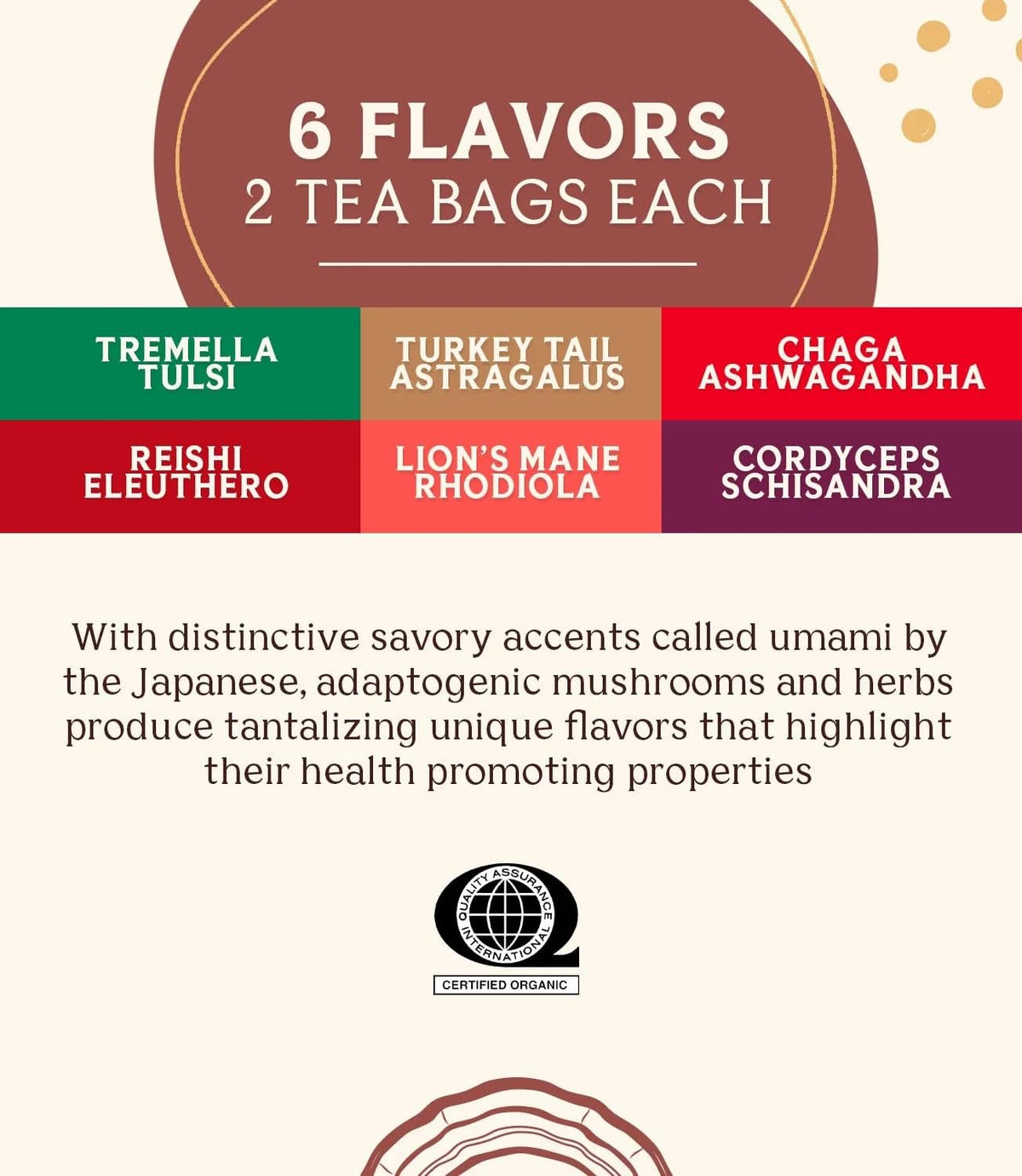 Teeccino Mushroom Herbal Tea - Mushroom Adaptogen Tea Sampler - 12 Tea Bags - Support Your Health With Mushrooms and Adaptogenic Herbs, Prebiotic, Caffeine Free, Acid Free