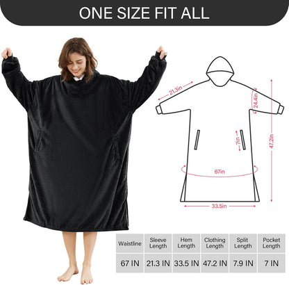 LetsFunny Blanket Hoodie,Oversized Wearable Sherpa Fleece Blanket Sweatshirt,Super Soft Warm Cozy with Giant Pocket,Gifts for Women Men Adults Teenagers, One Size Fits All