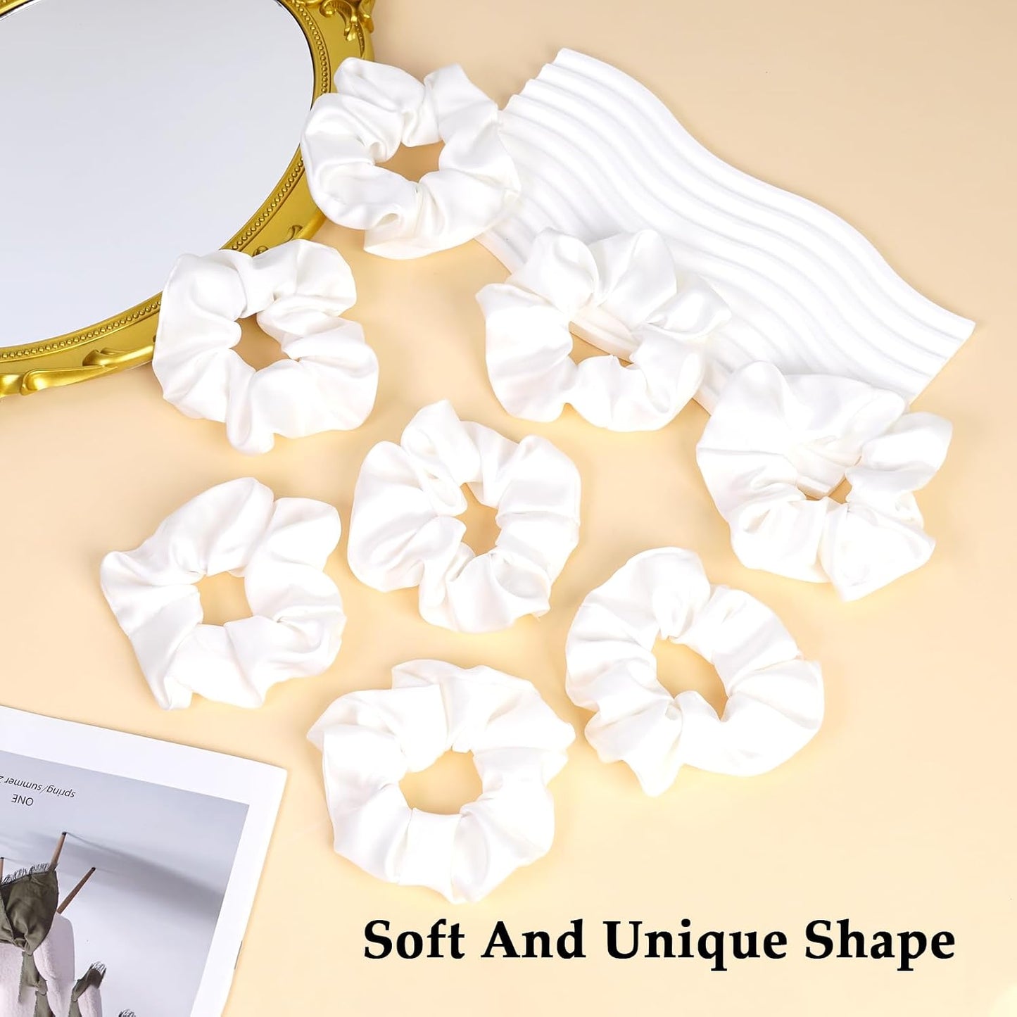 Satin Scrunchies for Women – 8PCS Blush & Brown Silk Hair Ties Set – No Crease, Frizz-Free, Gentle Elastic Hair Bands, Soft & Stylish Everyday Hair Accessories Gifts