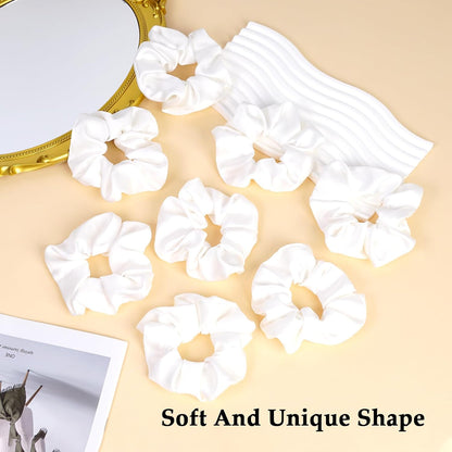 Satin Scrunchies for Women – 8PCS Blush & Brown Silk Hair Ties Set – No Crease, Frizz-Free, Gentle Elastic Hair Bands, Soft & Stylish Everyday Hair Accessories Gifts