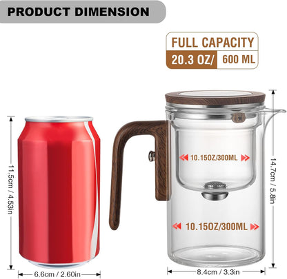 Enchanti Tea Pot, Glass Teapot with Removable Infuser, Magnetic Loose Leaf Tea Steeper, Magic Witchcraft Tea Pot with Strainer for Water Separation, Gift Package, 27oz/800ml
