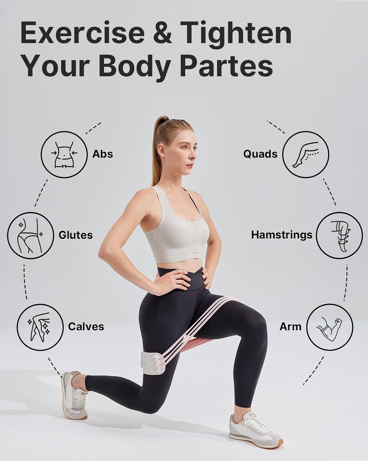 YOTTOY Cross Resistance Band for Full Body Workout,Elastic Exercise Bands for Legs,Arms,Glutes,Stretch Bands for Exercise,Yoga Straps for Stretching, Booty Bands for Home Gym