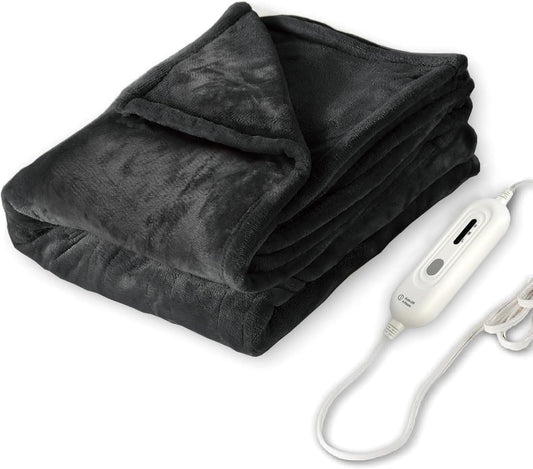 Tefici Heated Blanket Throw 50"x60", Ultra Soft 2-Layer Flannel Electric Blanket, for Home Office Sofa,3 Heat Settings, 4H Auto Off, ETL FCC Certified, Overheat Protection, Machine Washable, Camel