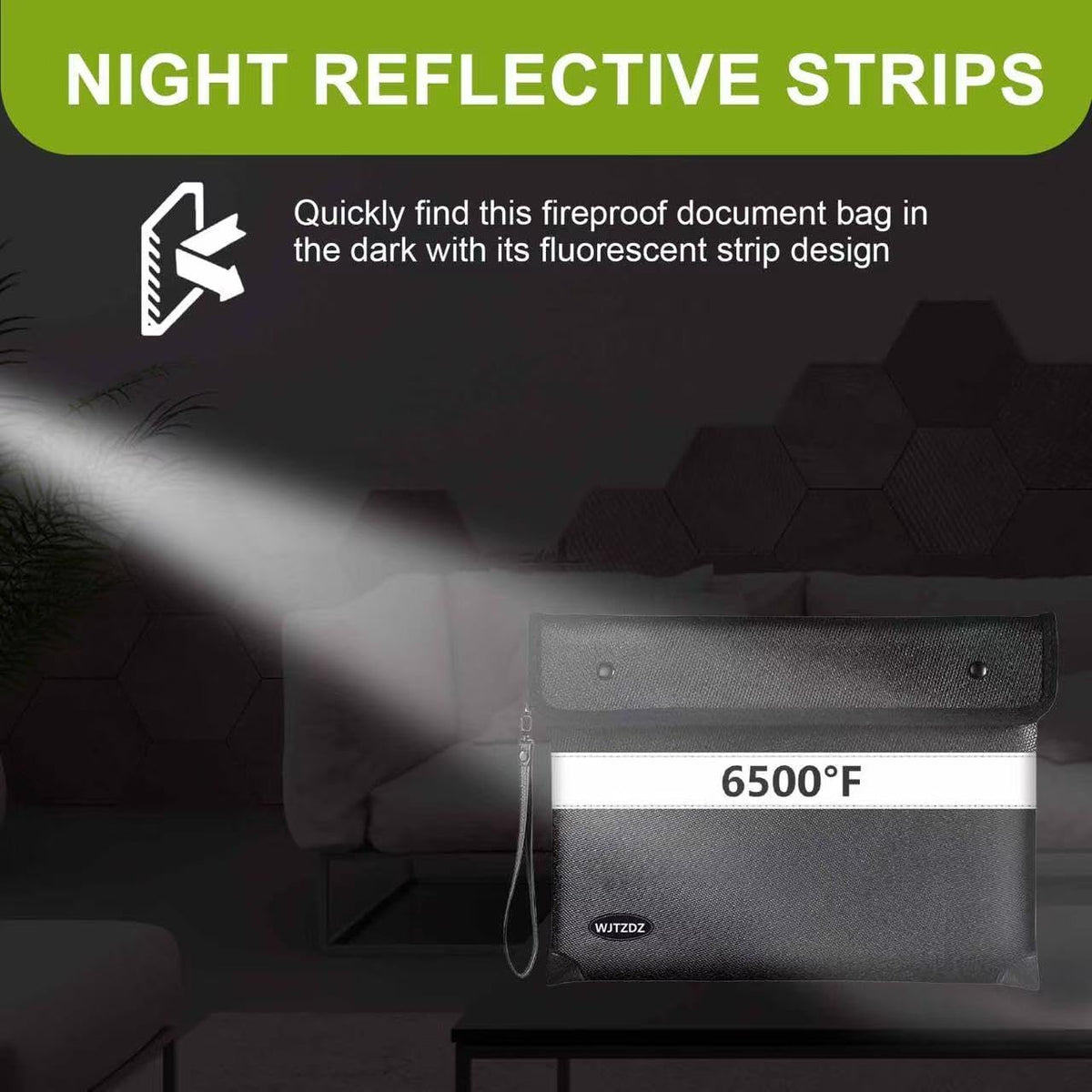 Upgraded 6500° Fireproof Money Bag for Cash,11.2"×7.7"& 8"×5"Small Fire Proof Money Bag for Cash with Reflective Strips,Portable Fire Safe Bag for Passports,Cash,Power Bank,Valuables