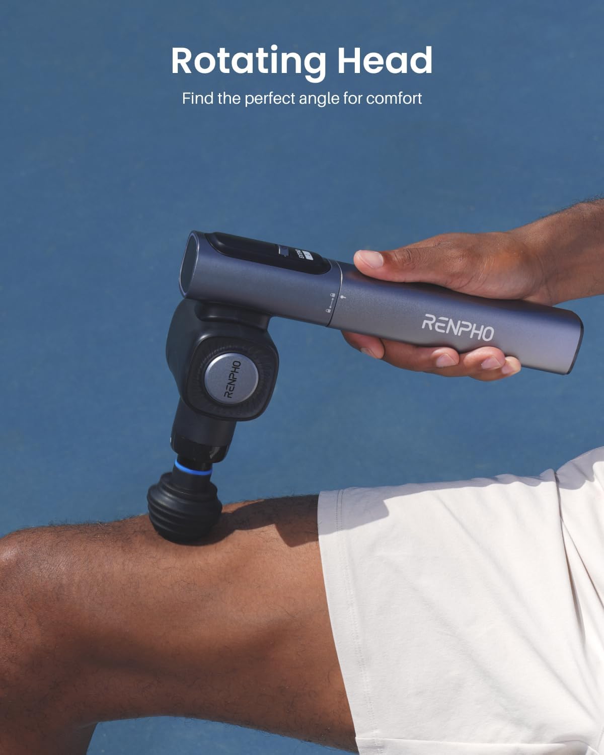 RENPHO Foldable Massage Gun with Extension Handle for Back, 0-90° Adjustable Angle, FSA Eligible, Handheld Percussion Deep Tissue Massager with 9mm Amplitude for Pain Relief HSA, Gifts for Men Women