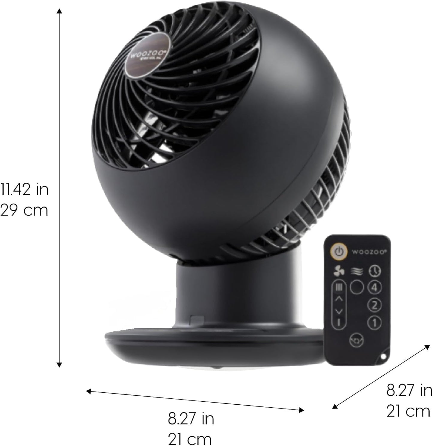 IRIS USA WOOZOO Air Circulator Fan with Remote, Oscillating, 5 Speeds, 82ft Max Air Distance, 90° Adjustable Tilt, 30db Quiet Motor, Small Fan for Bedroom, Office, Dorm, White