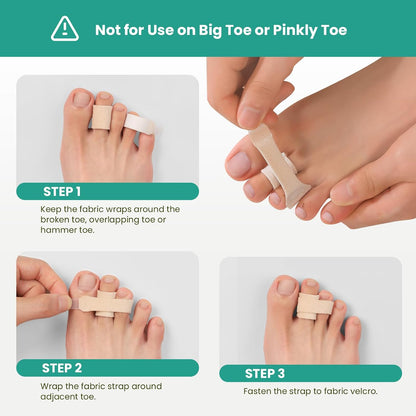 Welnove Hammer Toe Straightener - 8 Pack Broken Toe Wraps - Hammer Toe Corrector for Women - Toe Splints for Crooked Toes, Curled Toes, Bent Toes - (Large, Beige)