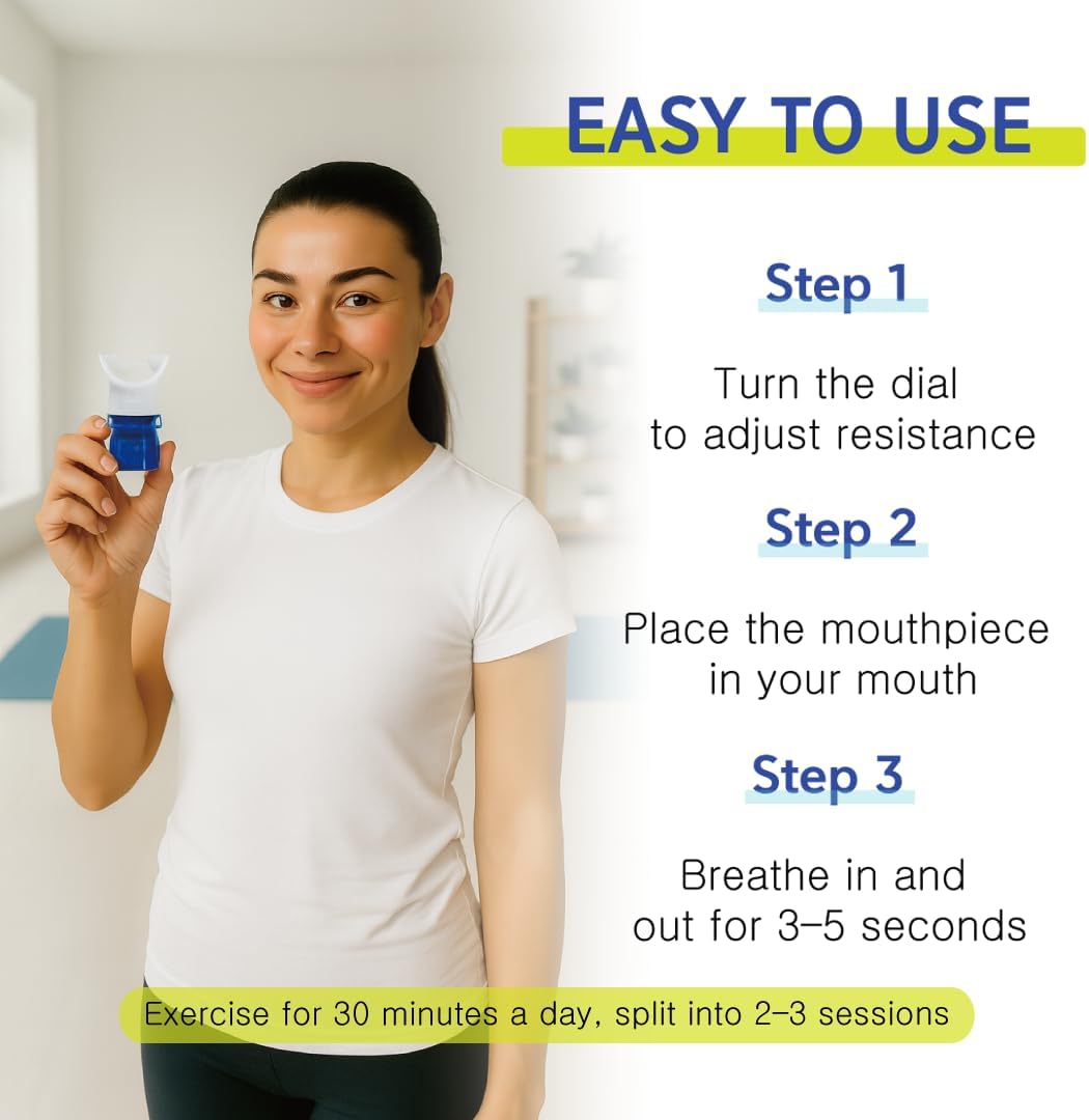 Bigbreathe S-IMT | Compact Inspiratory Muscle Trainer for Lung Strength & Endurance | Adjustable Resistance Breathing Trainer for Athletes, Fitness & Respiratory Health