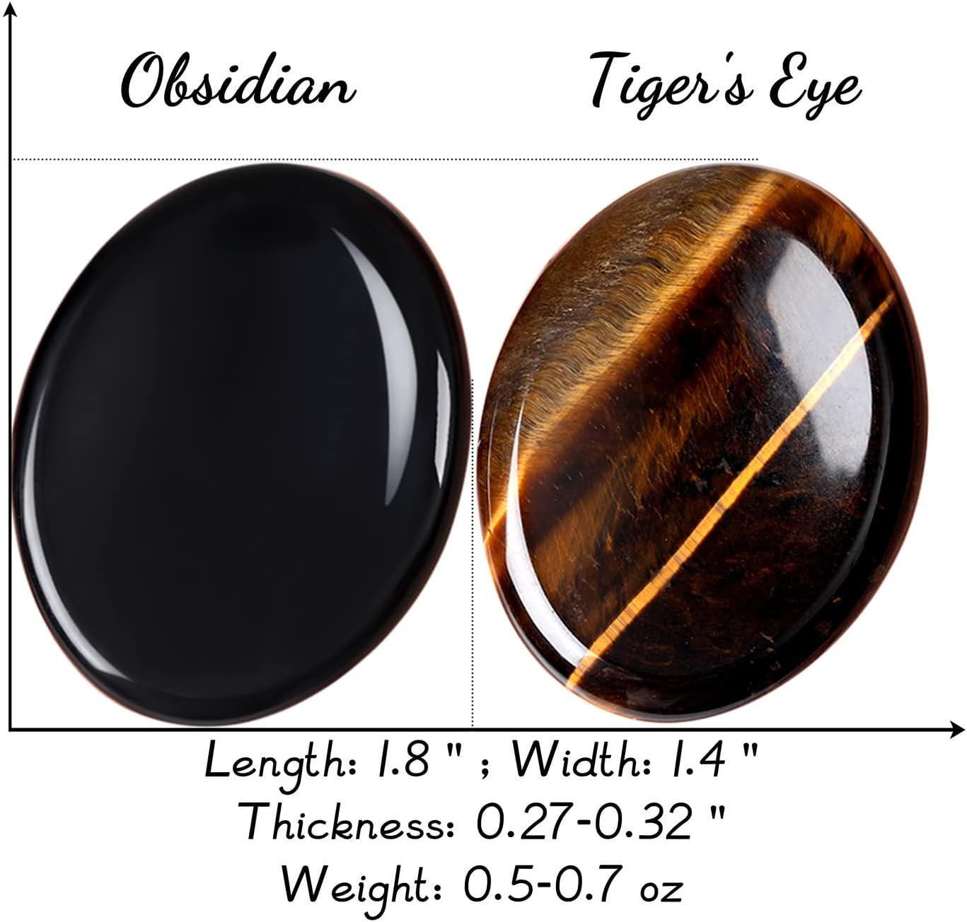2PCS Worry Stone for Anxiety Tigers Eye Amethyst Healing Crystals Hand Thumb Stones Pocket Gemstones Meditation Accessories Oval Crystal Natural Relax Palm Stone Anxiety Relief Items Stocking Stuffers