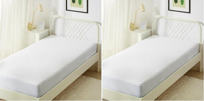 Amazon Basics Waterproof Mattress Protector, Fitted, Silent Protection, Twin, White