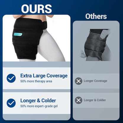 Comfytemp Hip Ice Pack Wrap for Sciatica Pain Relief, Hip Replacement Kit After Surgery, Reusable Gel Ice Pack for Injuries, Hot Cold Compress Recovery Items Physical Therapy for Men Women (L/XL/2XL)