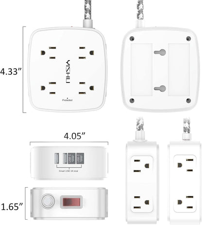 YISHU 6Ft Surge Protector Power Strip with 8 Widely Outlets & 4 USB Ports
